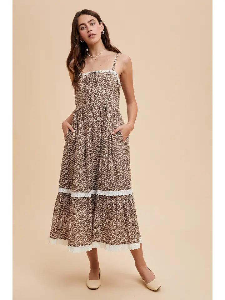 Lace Overlay Maxi Dress