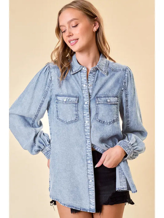 Double Bust Pocket Denim Shirt