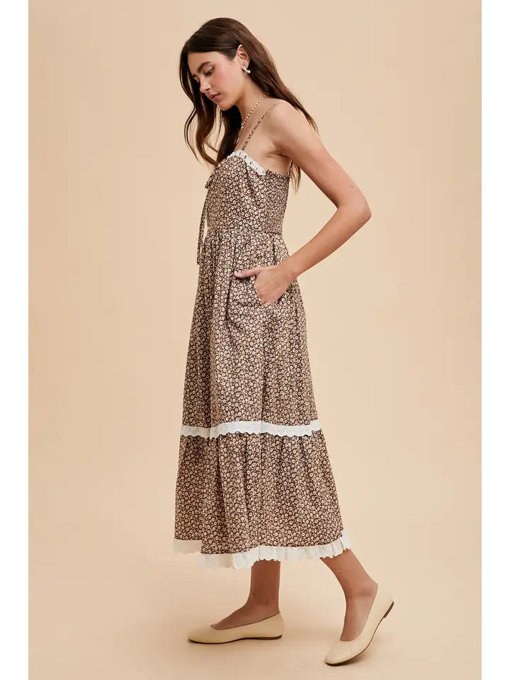 Lace Overlay Maxi Dress