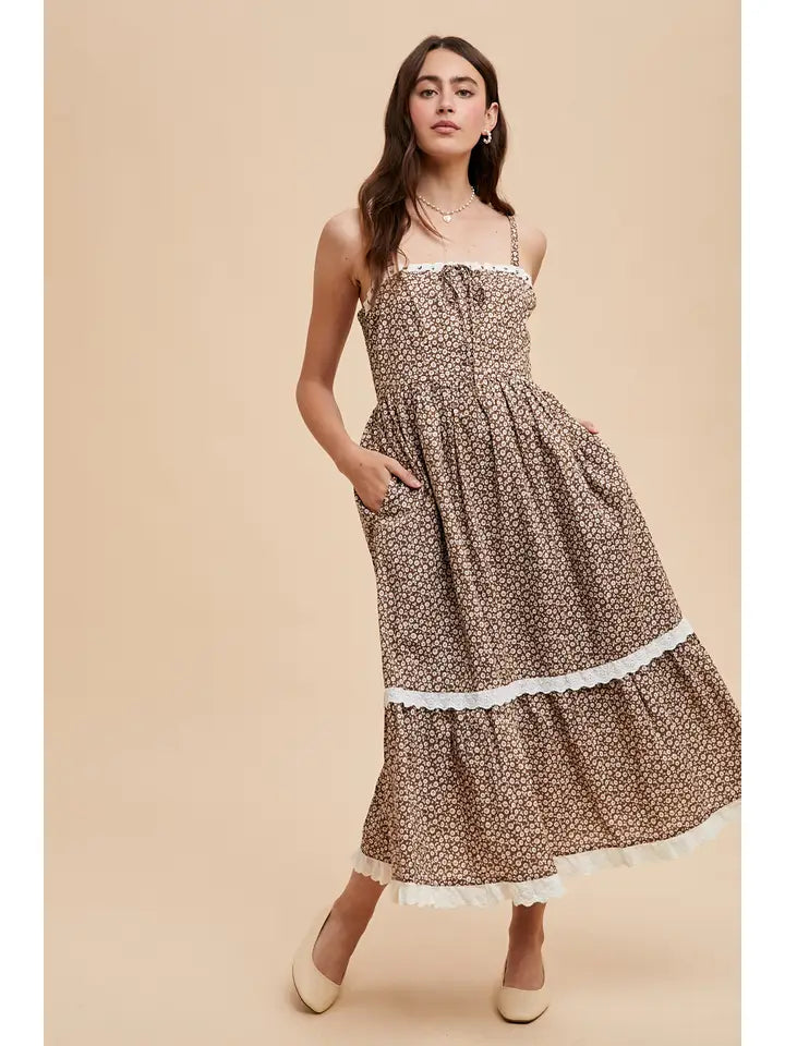 Lace Overlay Maxi Dress